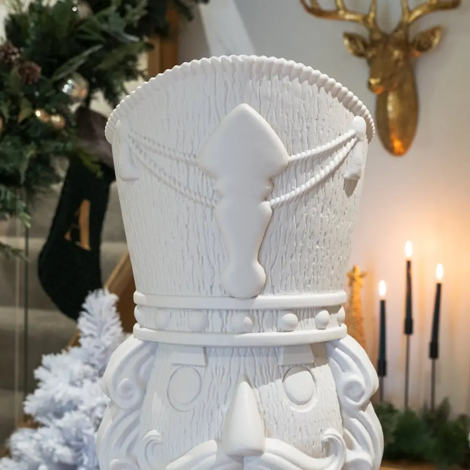 5ft Light Up Otto Wood-Look Nutcracker Figure - Plain White