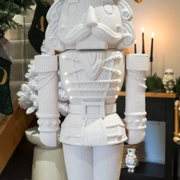 5ft Light Up Otto Wood-Look Nutcracker Figure - Plain White