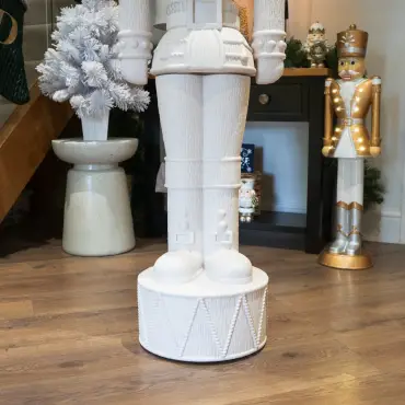 5ft Light Up Otto Wood-Look Nutcracker Figure - Plain White