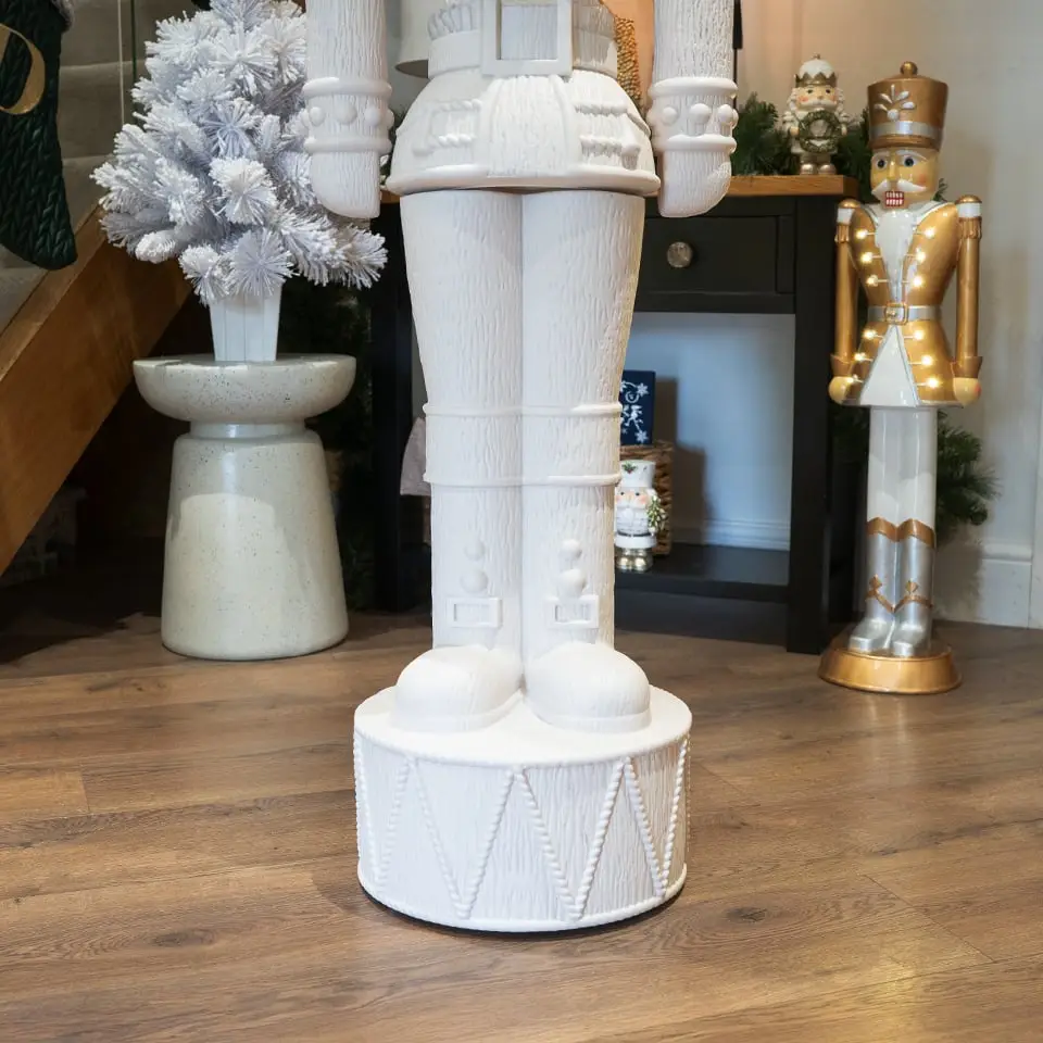 5ft Light Up Otto Wood-Look Nutcracker Figure - Plain White