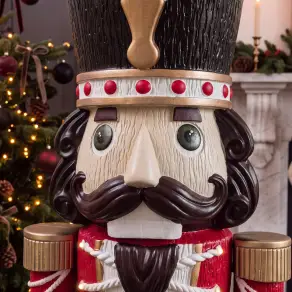 5ft Light Up Wood-Look Nutcracker Figure - Traditional Festive 1.5m