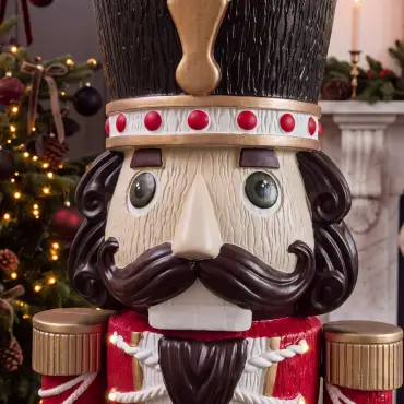 5ft Light Up Wood-Look Nutcracker Figure - Traditional Festive 1.5m