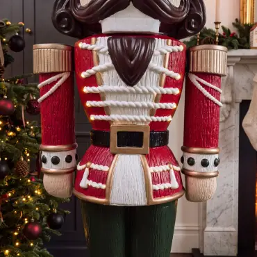 5ft Light Up Wood-Look Nutcracker Figure - Traditional Festive 1.5m
