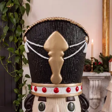 5ft Light Up Wood-Look Nutcracker Figure - Traditional Festive 1.5m