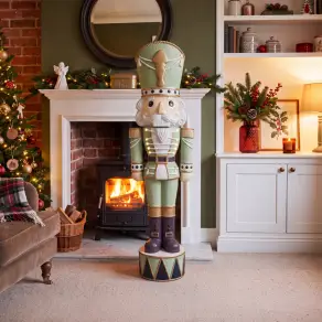 5ft Light Up Wood-Look Nutcracker Figure - Whimsical Verde 1.5m