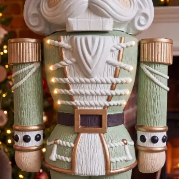 5ft Light Up Wood-Look Nutcracker Figure - Whimsical Verde 1.5m