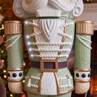 5ft Light Up Wood-Look Nutcracker Figure - Whimsical Verde 1.5m