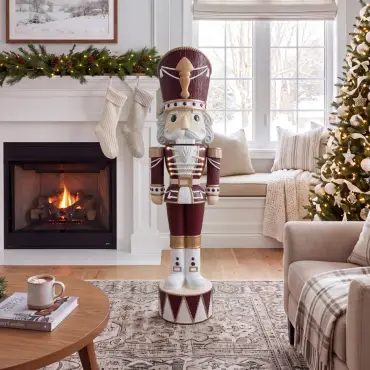 5ft Light Up Wood-Look Nutcracker Figure - Velvet & Vanilla 1.5m