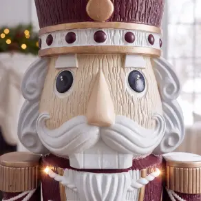 5ft Light Up Wood-Look Nutcracker Figure - Velvet & Vanilla 1.5m