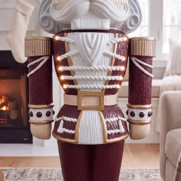 5ft Light Up Wood-Look Nutcracker Figure - Velvet & Vanilla 1.5m