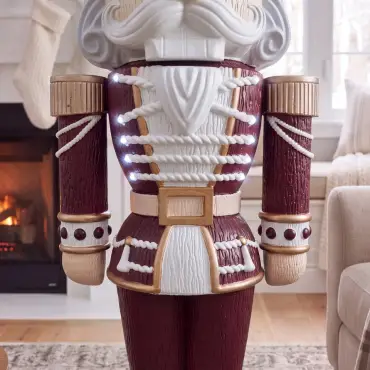 5ft Light Up Wood-Look Nutcracker Figure - Velvet & Vanilla 1.5m