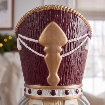 5ft Light Up Wood-Look Nutcracker Figure - Velvet & Vanilla 1.5m