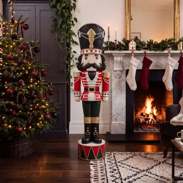 5ft Light Up Wood-Look Nutcracker Figure - Traditional Festive 1.5m