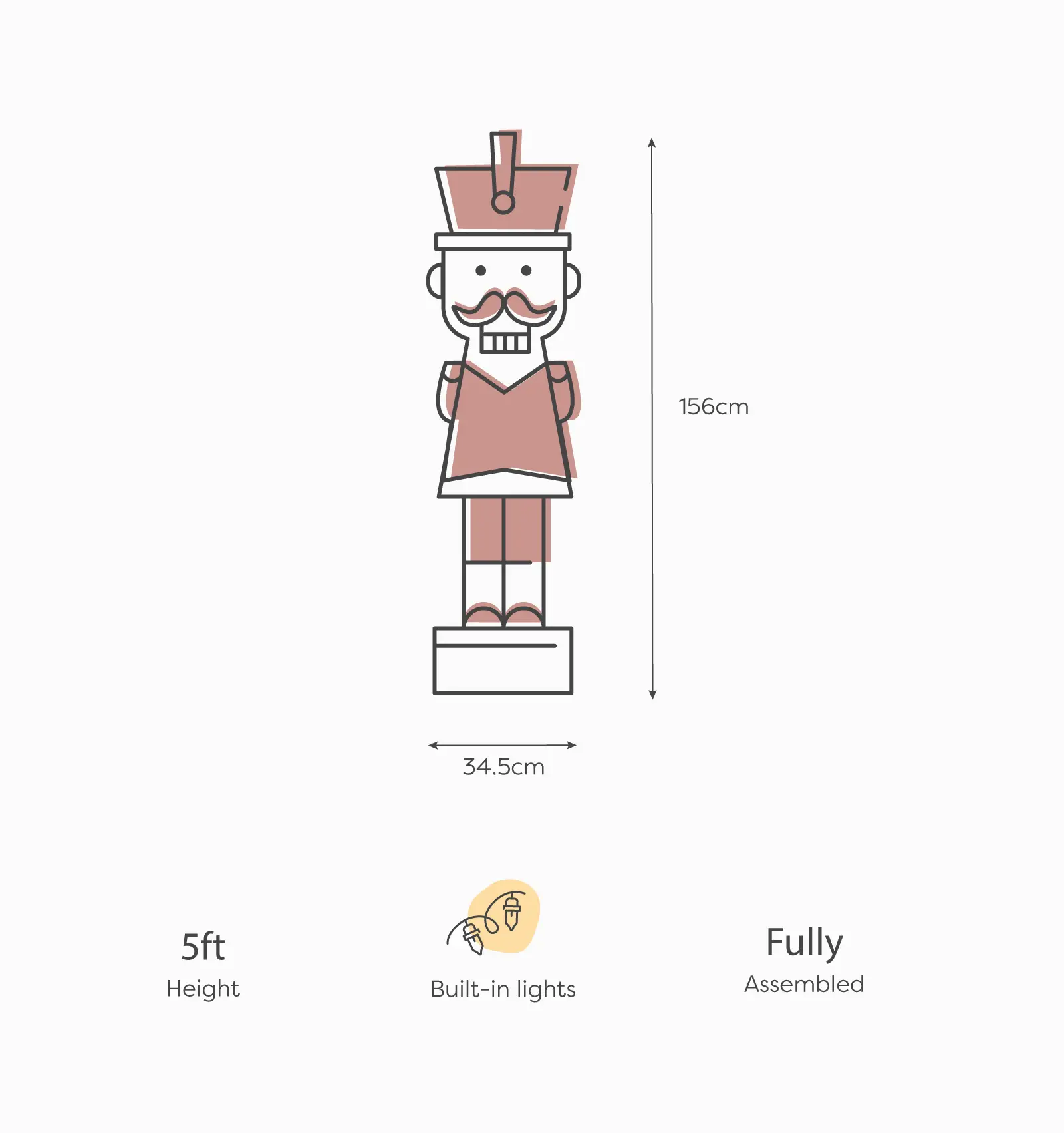 5ft Christian Christmas Red Nutcracker Figure - 1.5m
