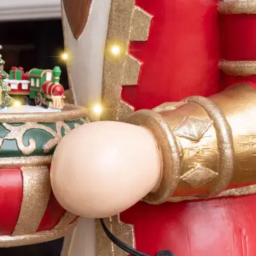 5ft Thom Large Musical Wood-Look Nutcracker Figure with Choo Train - 1.5m