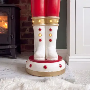 5ft Thom Large Musical Wood-Look Nutcracker Figure with Choo Train - 1.5m
