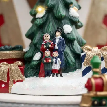 5ft Thom Large Musical Wood-Look Nutcracker Figure with Choo Train - 1.5m