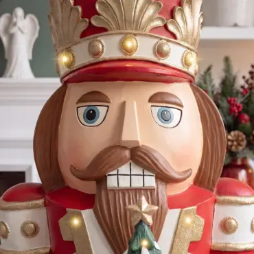 5ft Thom Large Musical Wood-Look Nutcracker Figure with Choo Train - 1.5m