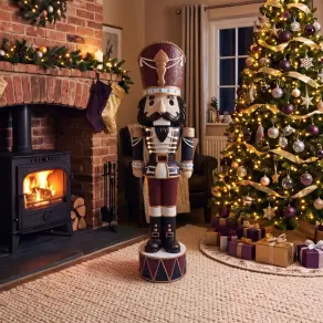 5ft Light Up Wood-Look Nutcracker Figure Elegant Heritage - 1.5m