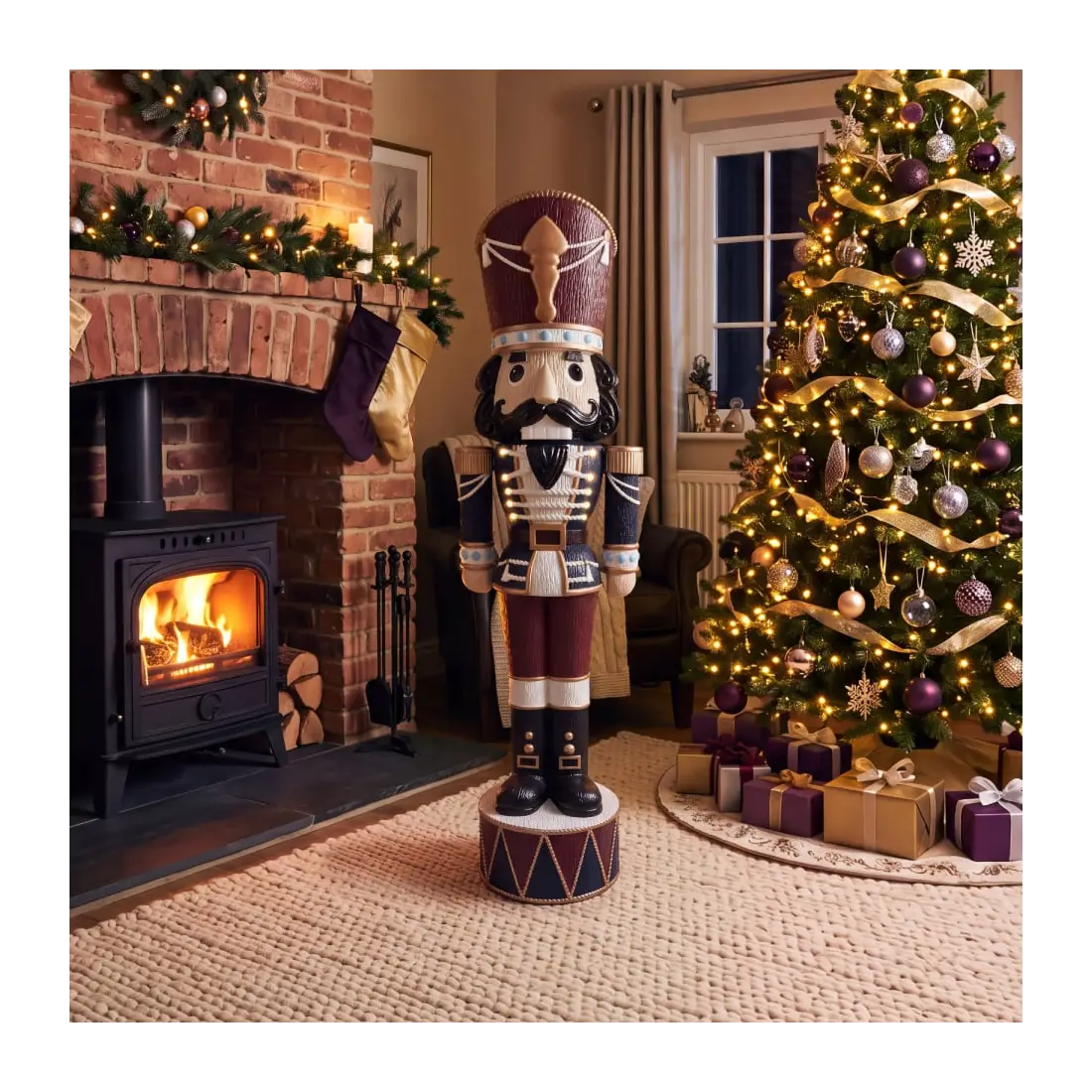 5ft Light Up Wood-Look Nutcracker Figure Elegant Heritage - 1.5m 5ft Light Up Wood-Look Nutcracker Figure Elegant Heritage - 1.5m