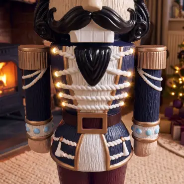 5ft Light Up Wood-Look Nutcracker Figure Elegant Heritage - 1.5m