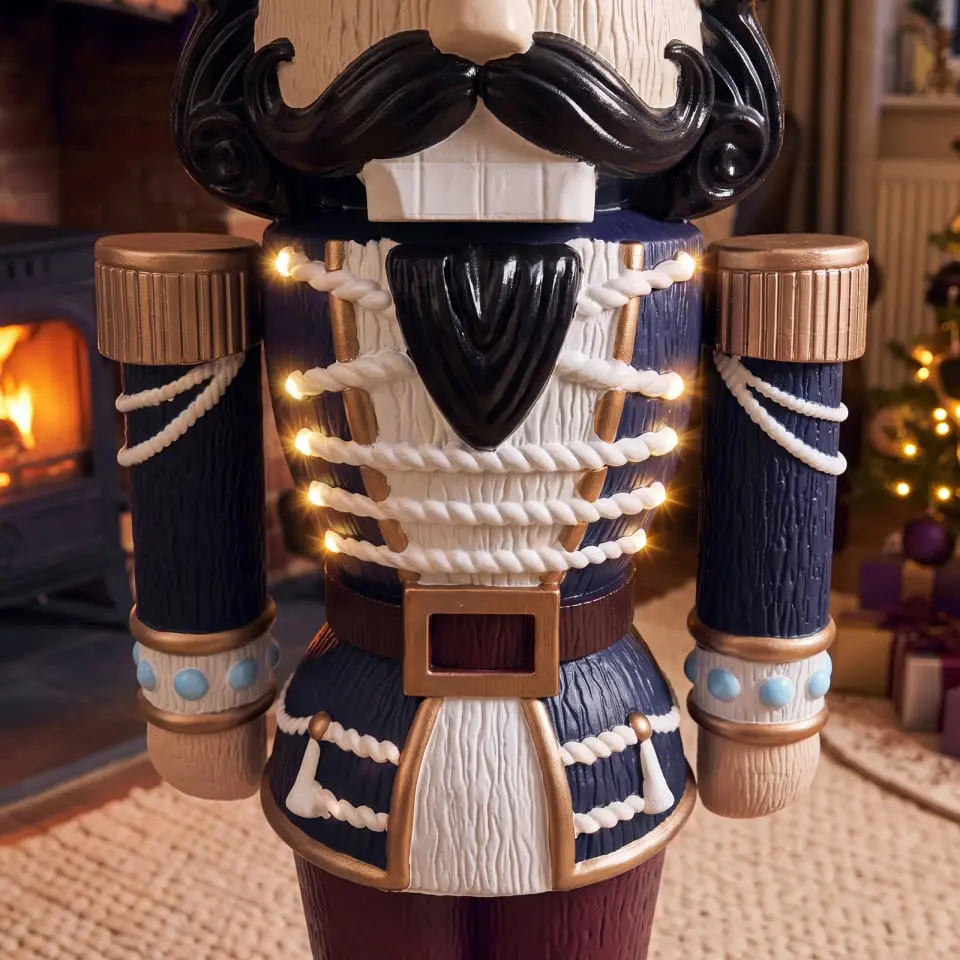 5ft Light Up Wood-Look Nutcracker Figure Elegant Heritage - 1.5m