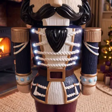 5ft Light Up Wood-Look Nutcracker Figure Elegant Heritage - 1.5m