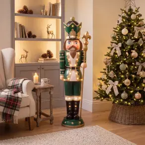 5ft Thom Large Musical Wood-Look Nutcracker Figure - 1.5m
