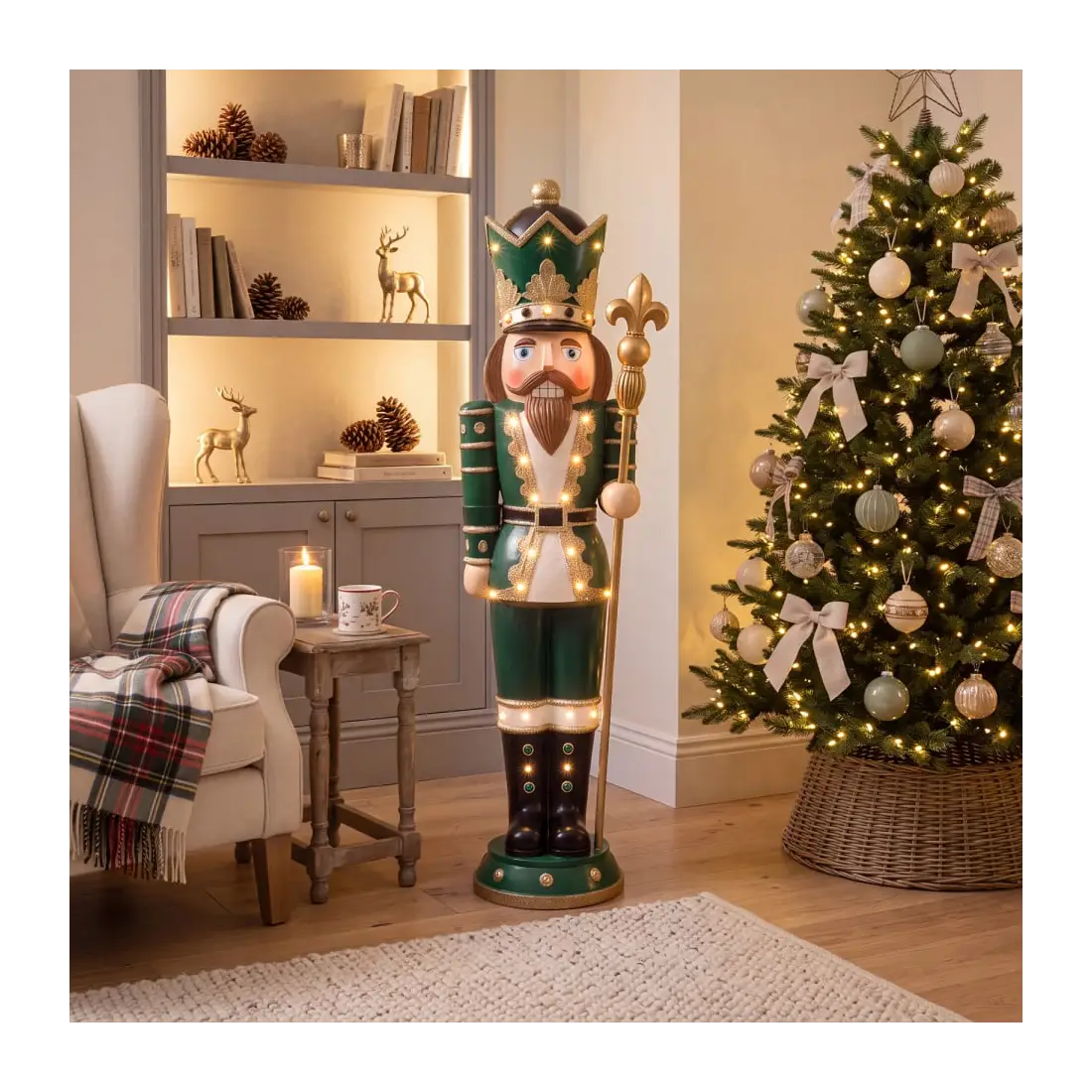 5ft Thom Large Musical Wood-Look Nutcracker Figure - 1.5m 5ft Thom Large Musical Wood-Look Nutcracker Figure - 1.5m