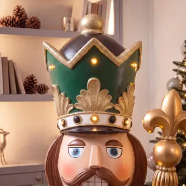 5ft Thom Large Musical Wood-Look Nutcracker Figure - 1.5m