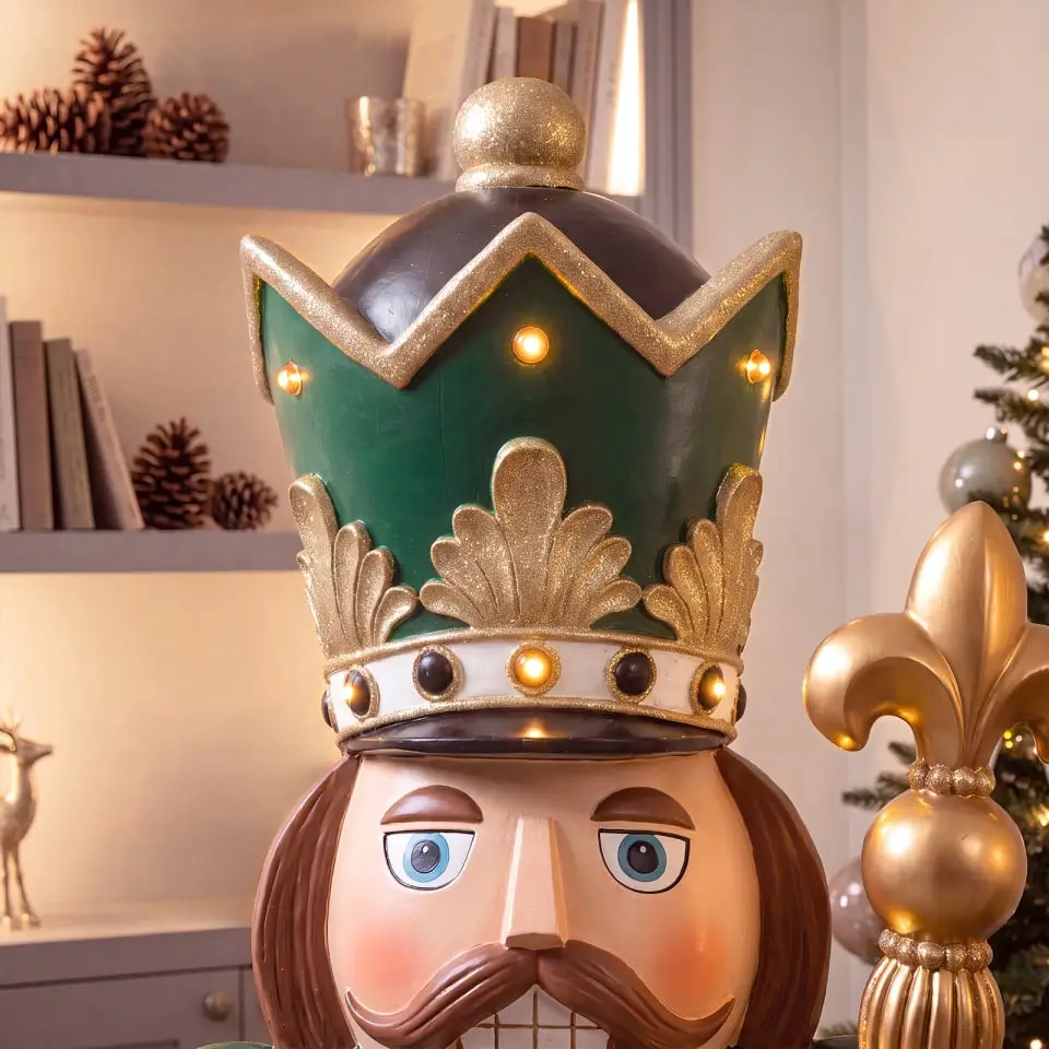 5ft Thom Large Musical Wood-Look Nutcracker Figure - 1.5m