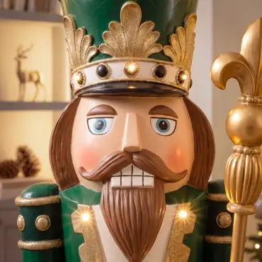5ft Thom Large Musical Wood-Look Nutcracker Figure - 1.5m