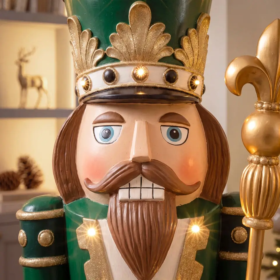 5ft Thom Large Musical Wood-Look Nutcracker Figure - 1.5m