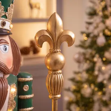 5ft Thom Large Musical Wood-Look Nutcracker Figure - 1.5m