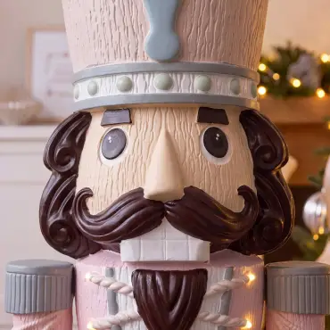 5ft Light Up Wood-Look Nutcracker Figure in Gum Drop Swizzle - 1.5m