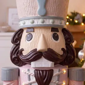 5ft Light Up Wood-Look Nutcracker Figure in Gum Drop Swizzle - 1.5m