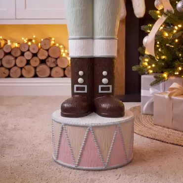5ft Light Up Wood-Look Nutcracker Figure in Gum Drop Swizzle - 1.5m