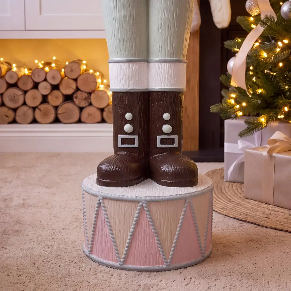 5ft Light Up Wood-Look Nutcracker Figure in Gum Drop Swizzle - 1.5m