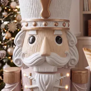 5ft Light Up Wood-Look Nutcracker Figure in Natural Luxe - 1.5m