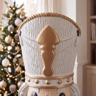 5ft Light Up Wood-Look Nutcracker Figure in Natural Luxe - 1.5m