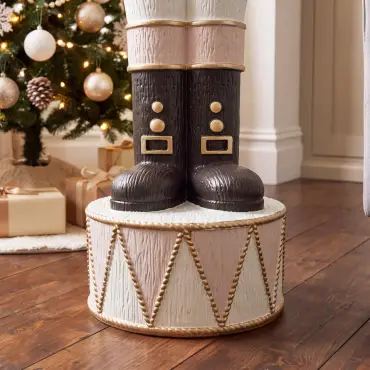 5ft Light Up Wood-Look Nutcracker Figure in Natural Luxe - 1.5m