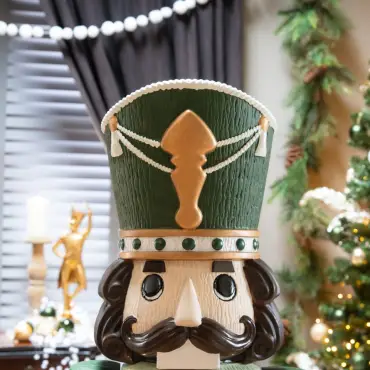 5ft Light Up Wood-Look Nutcracker Figure - Mistletoe & Thyme 1.5m