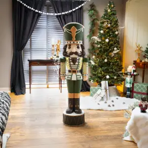 5ft Light Up Wood-Look Nutcracker Figure - Mistletoe & Thyme 1.5m