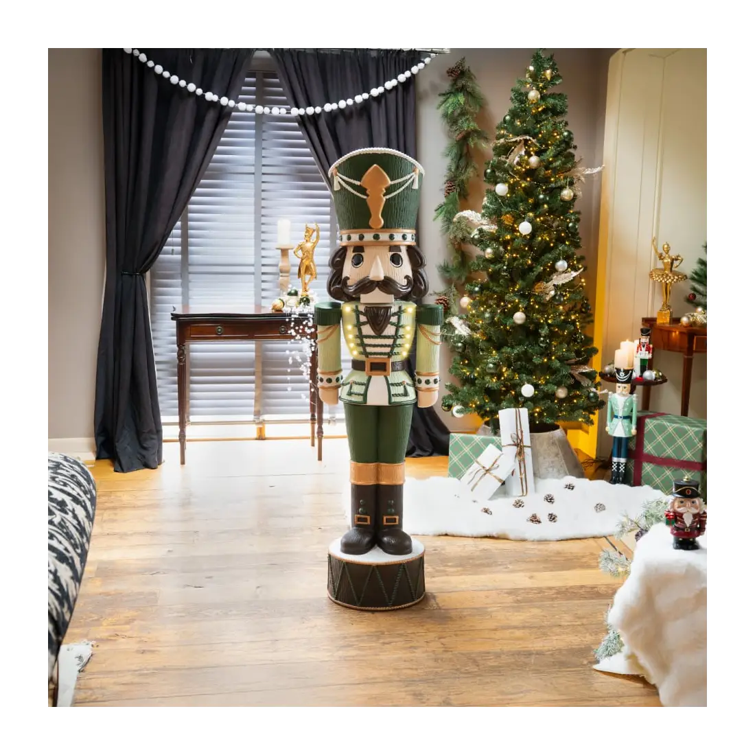 5ft Light Up Wood-Look Nutcracker Figure - Mistletoe & Thyme 1.5m 5ft Light Up Wood-Look Nutcracker Figure - Mistletoe & Thyme 1.5m