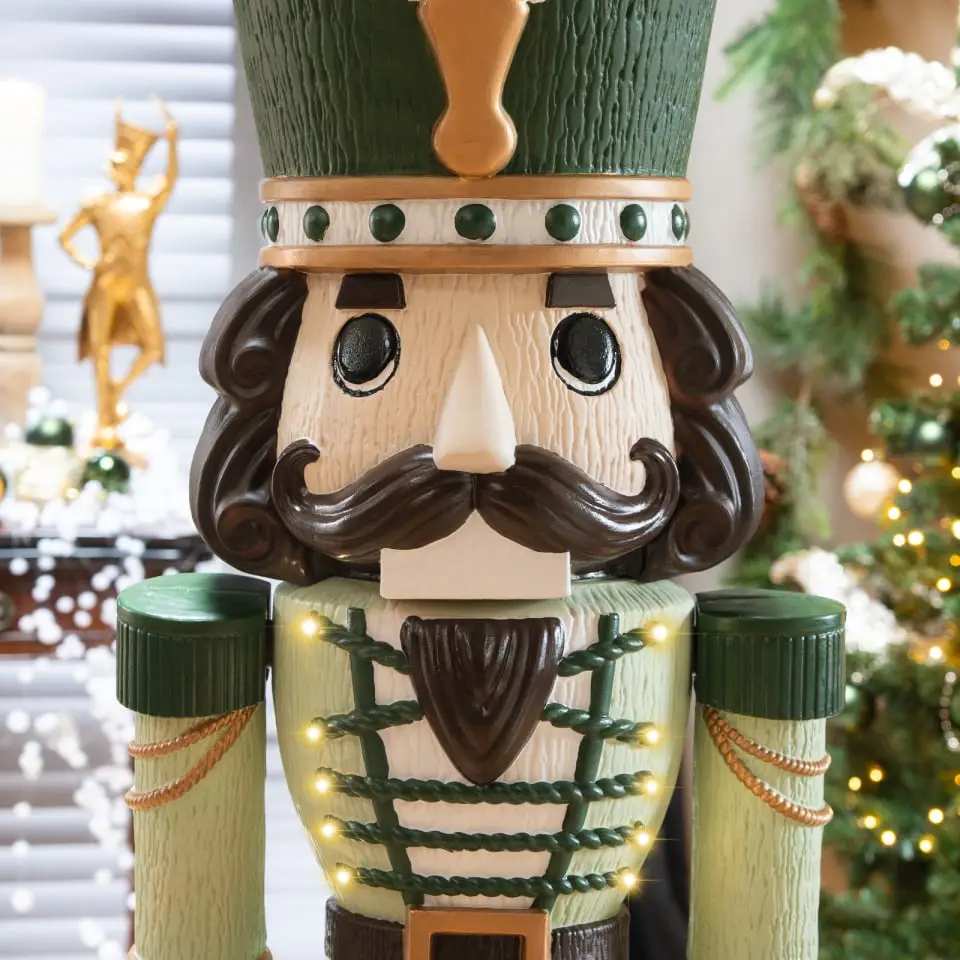 5ft Light Up Wood-Look Nutcracker Figure - Mistletoe & Thyme 1.5m