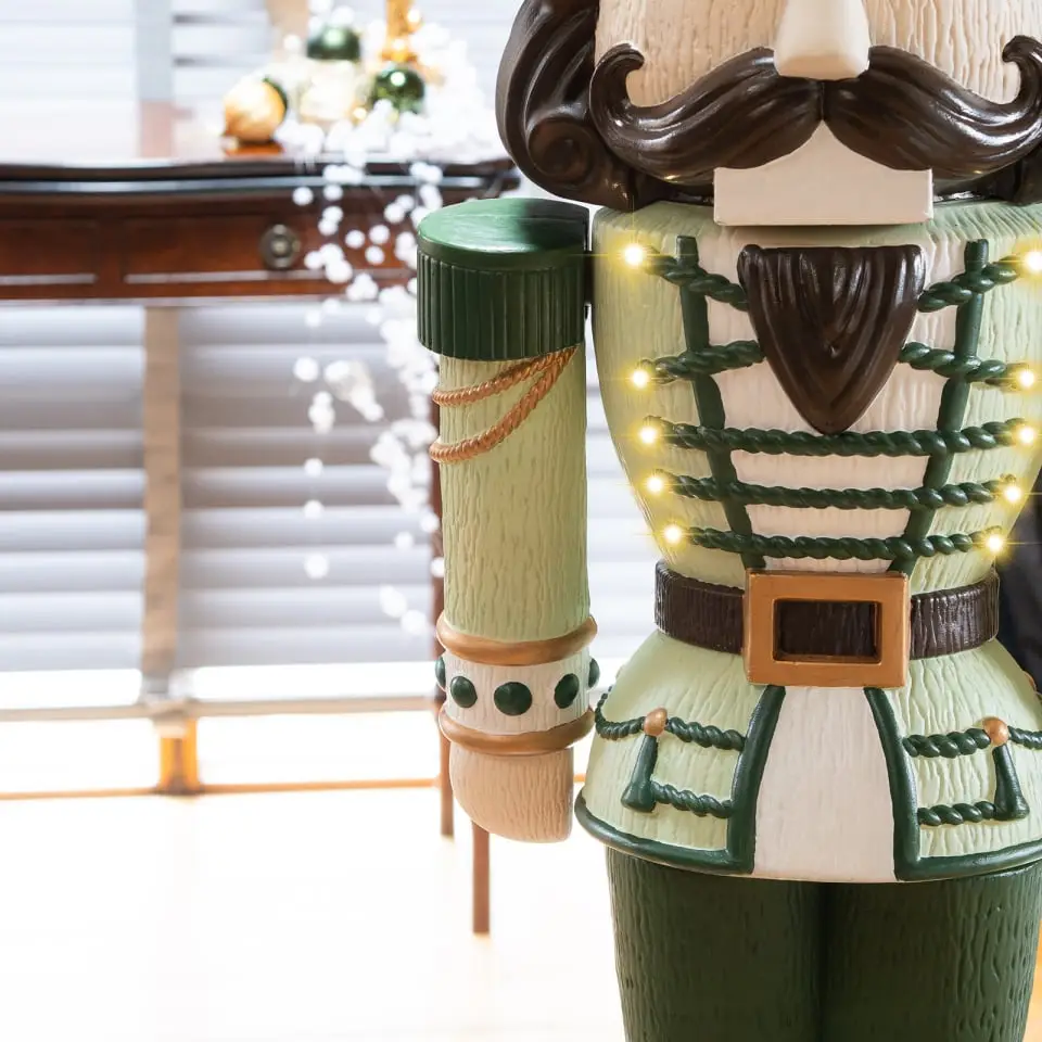 5ft Light Up Wood-Look Nutcracker Figure - Mistletoe & Thyme 1.5m