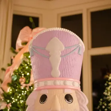 5ft Light Up Wood-Look Nutcracker Figure - Iced Frosting 1.5m