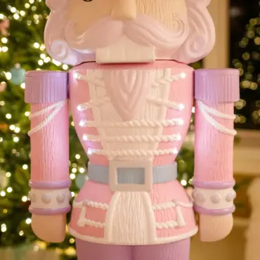 5ft Light Up Wood-Look Nutcracker Figure - Iced Frosting 1.5m