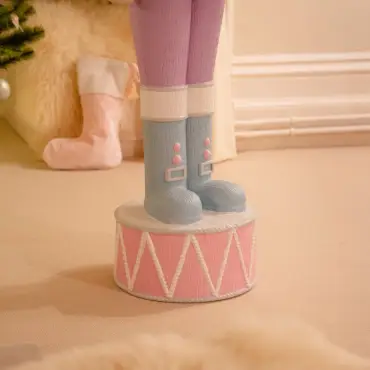5ft Light Up Wood-Look Nutcracker Figure - Iced Frosting 1.5m