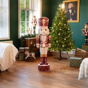 5ft Light Up Wood-Look Nutcracker Figure - Mulled Wine 1.5m